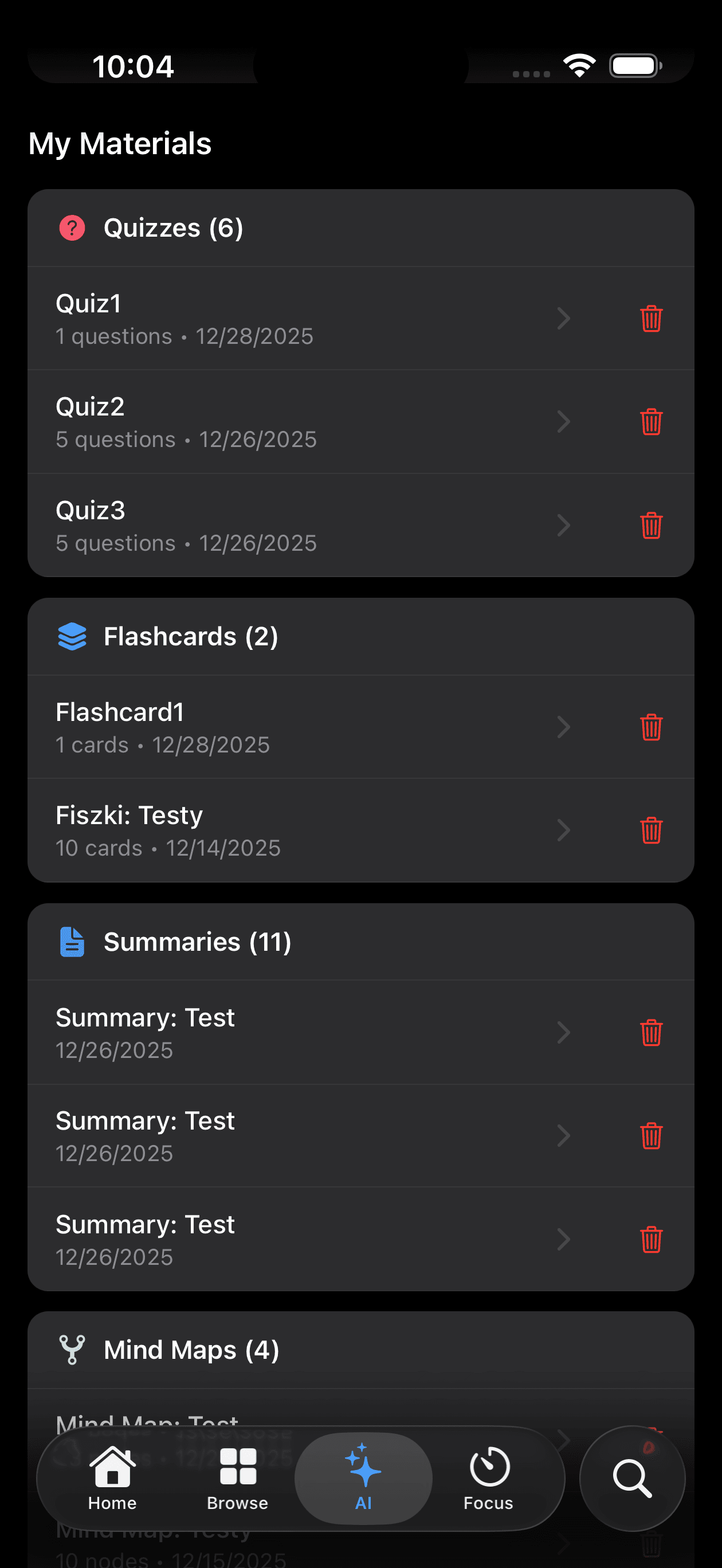Flashcards - Dark mode